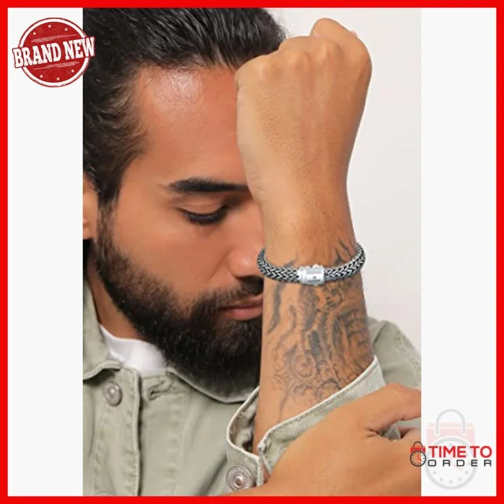 Sterling Silver Byzantine Link Bracelet for Men, Adjustable 8-9 Inch